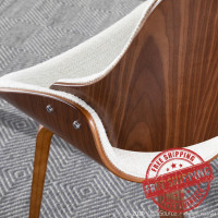 Lumisource CH-FBZZNL WLCR Fabrizzi Mid-Century Modern Dining/Accent Chair in Walnut and Cream Fabric